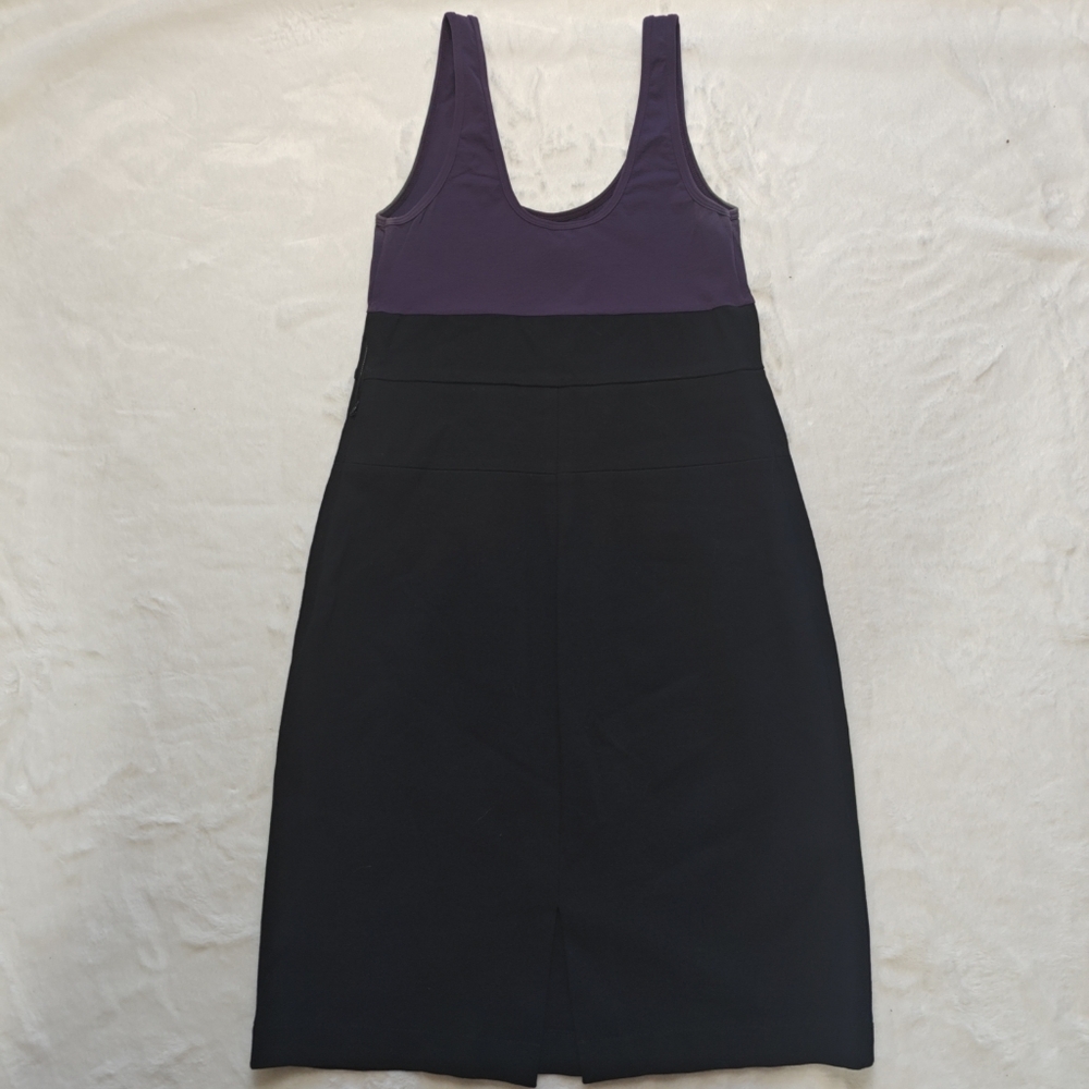 Theory Size 8 Purple Black Color Block Sheath Midi Dress Sleeveless‎ Scoop Neck - Picture 3 of 7